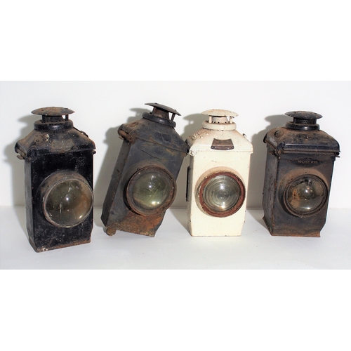 8 - British Railways Adlake signal lamps, some with reservoir, two missing rear small glass, all in ex s... 