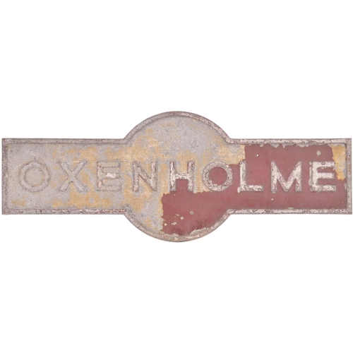 124 - An LMS Hawkseye target sign, OXENHOLME, from the Lancaster and Carlisle section of the West Coast Ma... 