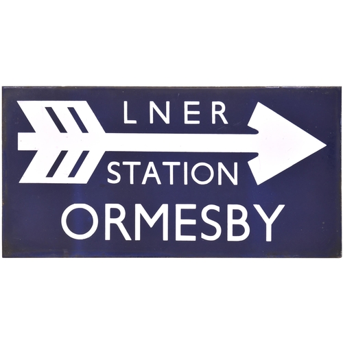 130 - A direction sign, LNER STATION, ORMESBY, from the Middlesbrough to Battersby section of the Esk Vall... 