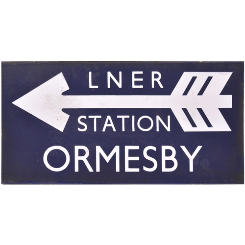 130 - A direction sign, LNER STATION, ORMESBY, from the Middlesbrough to Battersby section of the Esk Vall... 