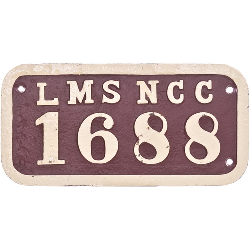 132 - A wagonplate, LMS, NCC, 1688, cast iron, 13¾