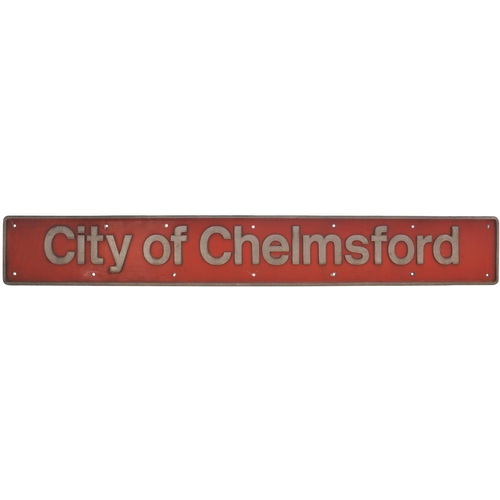 158 - A nameplate, CITY OF CHELMSFORD, from a BR Class 90 electric No 90004 built at BREL Crewe in April 1... 