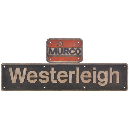 161 - A nameplate, WESTERLEIGH, with its badge depicting the MURCO logo, from a BR Class 37 D6920 built by... 