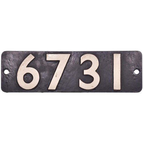 162 - A smokebox numberplate, 6731, from a GWR 5700 Class 0-6-0PT built by Yorkshire Engine Co, Works No 2... 