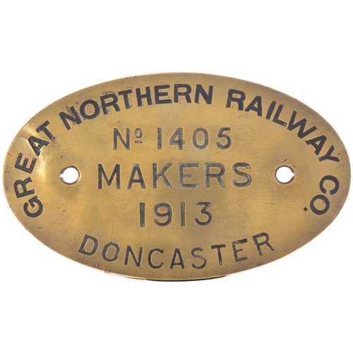 170 - A worksplate, GREAT NORTHERN RAILWAY, 1405, DONCASTER 1913, from a GNR J22 Class 0-6-0 No 570, which... 