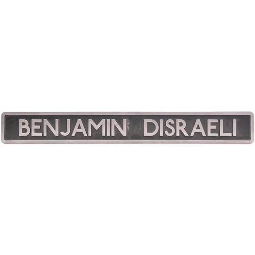 186 - A nameplate BENJAMIN DISRAELI from Metropolitan Railway electric locomotive number 14. Built in 1923... 