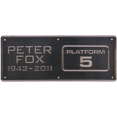 189 - A nameplate, PETER FOX 1942-2011, PLATFORM 5, from BR Class 43/4 HST No 43484 named by Grand Central... 