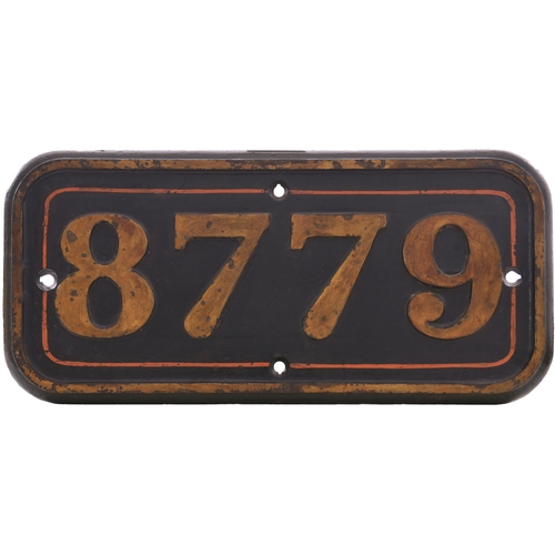 194 - A GWR cabside numberplate, 8779, from a 8750 Class 0-6-0PT built at Swindon in January 1934. A long ... 