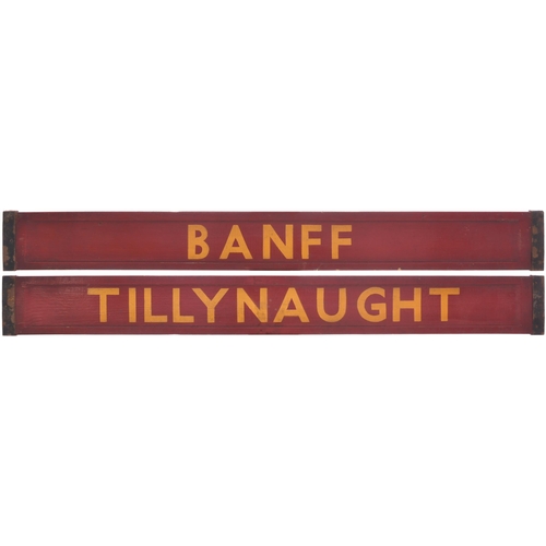 204 - A small carriage board, TILLYNAUGHT-BANFF, used on local trains on the Great North of Scotland branc... 