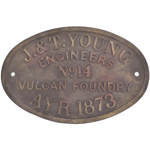 21 - A worksplate, J & T YOUNG, Ayr, 14, 1873. Although this firm is known to have built at least one loc... 