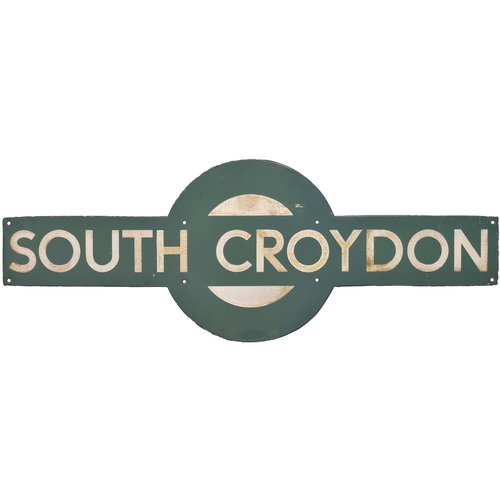 22 - A Southern Railway target sign, SOUTH CROYDON, from the route to Uckfield and East Grinstead. Substa... 