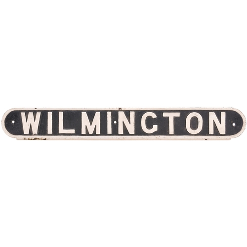 227 - An LNER seatback plate, WILMINGTON, from the Hull to Withernsea and Hornsea route which closed in 19... 