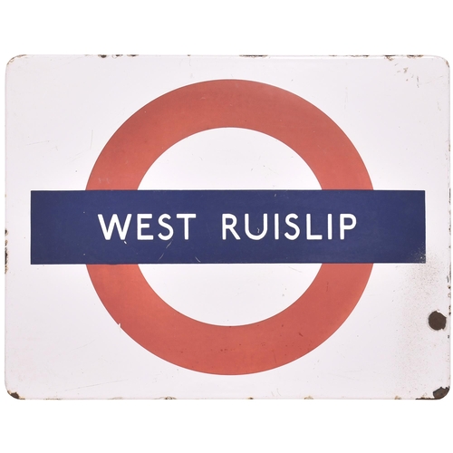 229 - An LT target sign, WEST RUISLIP, (f/f), from the GW & GC Joint Line between Northolt Junction and Ge... 