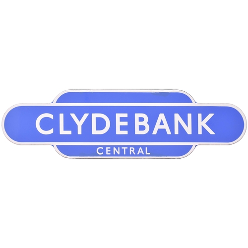 233 - A BR(Sc) totem sign, CLYDEBANK CENTRAL, (f/f), from the Glasgow to Dumbarton and Helensburgh route. ... 