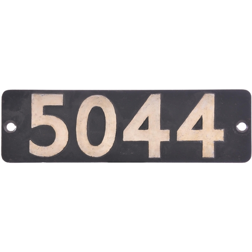 242 - A smokebox numberplate, 5044, from a GWR 4073 Castle Class 4-6-0 built at Swindon in March 1936 and ... 