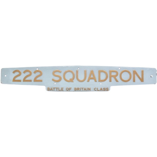 245 - A nameplate, 222 SQUADRON, with BATTLE OF BRITAIN CLASS appendage below, together with its matching ... 