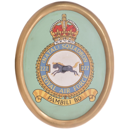 245 - A nameplate, 222 SQUADRON, with BATTLE OF BRITAIN CLASS appendage below, together with its matching ... 