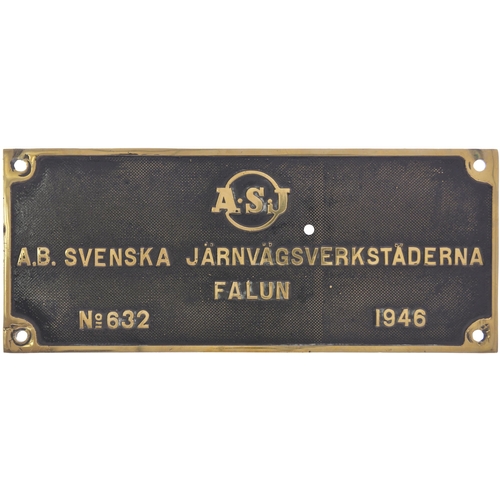 260 - A Swedish tenderplate, A. S. J. FALUN, 632, 1946, ex E Class 4-8-0 No 1744, withdrawn from Grangesbe... 