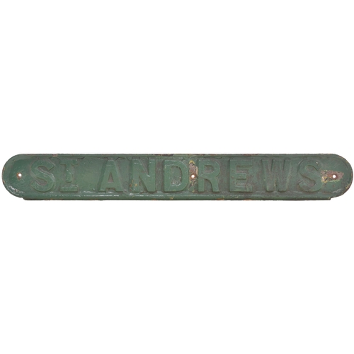 28 - An LNER seat back plate, ST ANDREWS, from the Leuchars Junction to Thornton Junction, Fife Coast rou... 