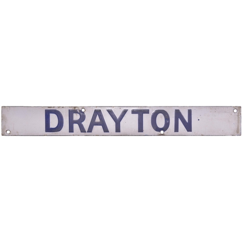 298 - A station nameplate, DRAYTON, from the Brighton departure indicator. Drayton closed in 1930. It was ... 