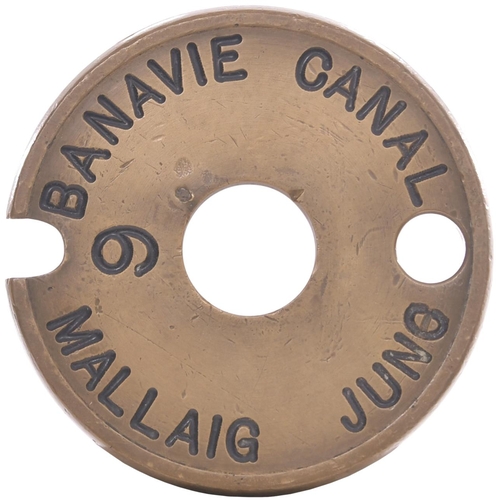 3 - A Tyers No 6 single line tablet, BANAVIE CANAL-MALLAIG JUNC, (brass), from the West Highland Extensi... 