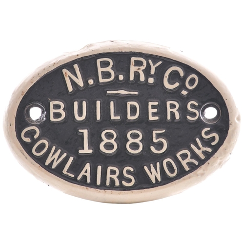 301 - A North British Railway wagonplate, NBRy Co BUILDERS, COWLAIRS WORKS 1885. Cast iron, 6¼