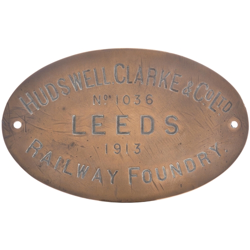 34 - A nameplate, WESTWOOD, with its matching worksplate, HUDSWELL CLARKE, 1036, 1913, from a standard ga... 