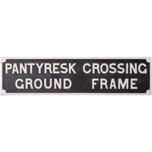 371 - A GWR nameboard, PANTYRESK CROSSING GROUND FRAME. The crossing was near Abercarn on the Risca to Ebb... 