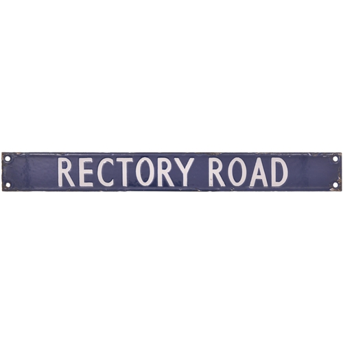 372 - A BR(E) destination plate, RECTORY ROAD, from the Liverpool Street departure indicator. Enamel, leng... 