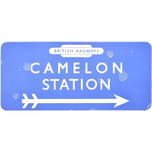 379 - A BR(Sc) station direction sign, BRITISH RAILWAYS, CAMELON STATION, (f/f), from the Polmont to Stirl... 