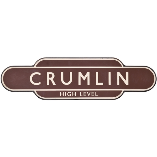 39 - A BR(W) totem sign, CRUMLIN HIGH LEVEL, (f/f), from the Penar Junction to Pontypool route. The stati... 