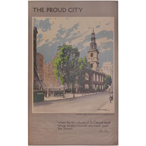 390 - An LT double royal poster, THE PROUD CITY, ST CLEMENT DANES, by Walter E Spradbury, 1944. Corner bor... 