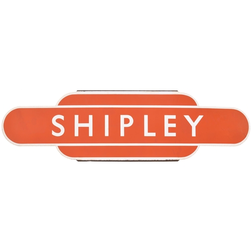 391 - A BR(NE) totem sign, SHIPLEY, (h/f), from the Midland main line north of Leeds, junction for Bradfor... 