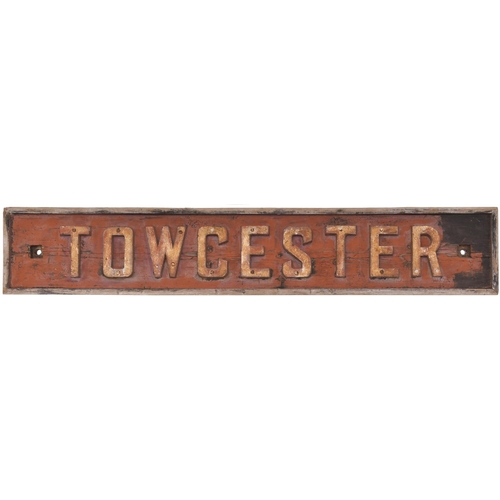 4 - A signal box nameboard, TOWCESTER, from the Stratford-on-Avon and Midland Junction route which close... 