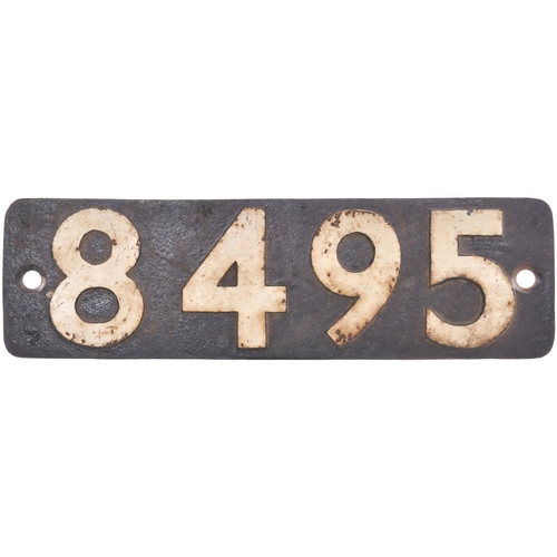 411 - A smokebox numberplate, 8495, from a (GWR) 9400 Class 0-6-0PT built in October 1952 by Robert Stephe... 