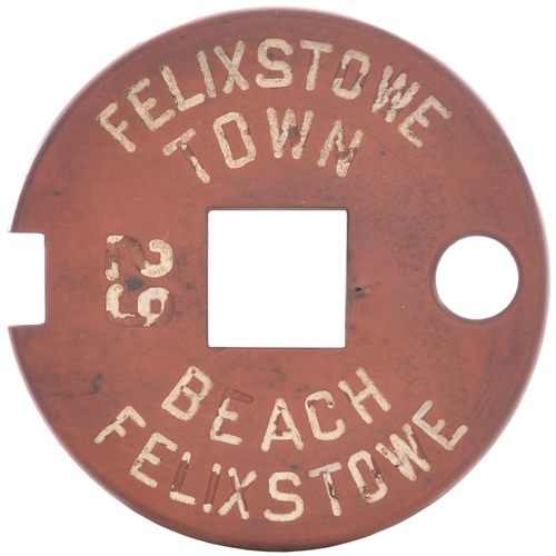 412 - A Tyers No 6 single line tablet, FELIXSTOWE TOWN-FELIXSTOWE BEACH, (fibre), the final section of the... 