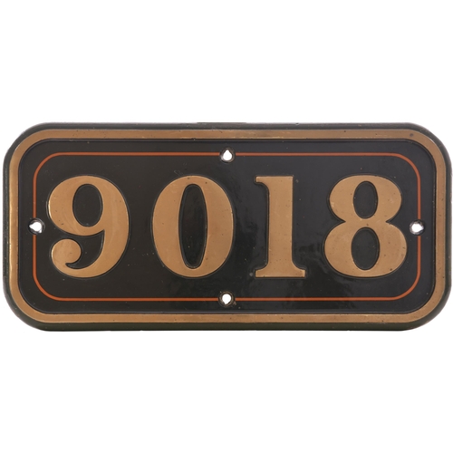 425 - A GWR cabside numberplate, 9018, from a 9000 Class 4-4-0 built at Swindon in April 1938, using the f... 