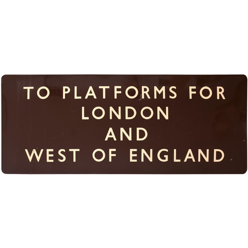 440 - A BR(W) station sign, TO PLATFORMS FOR LONDON AND WEST OF ENGLAND, (f/f), ex Birmingham Snow Hill. E... 