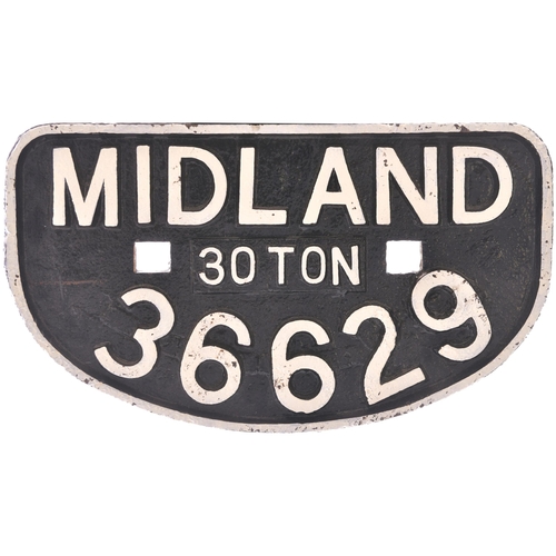 456 - A wagonplate, MIDLAND, 30 TONS, 36629, cast iron, 11¼