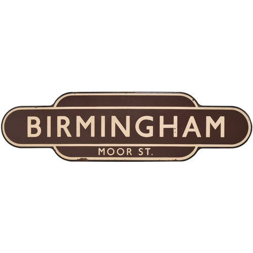 46 - A BR(W) totem sign, BIRMINGHAM MOOR STREET, (f/f), the Great Western terminus in central Birmingham.... 