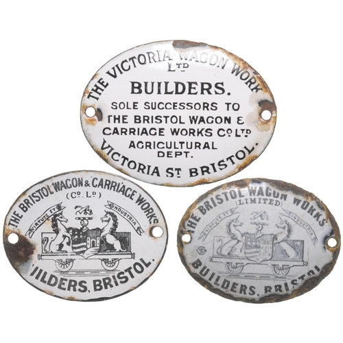 463 - A group of builders plates, THE BRISTOL WAGON WORKS LIMITED, displaying the wagon and unicorns emble... 