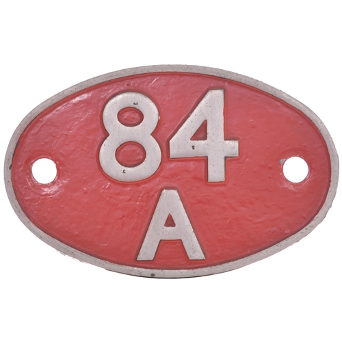 474 - A shedplate 84A, Plymouth Laira, (September 1963-May 1973). This alloy plate was carried by Laira's ... 