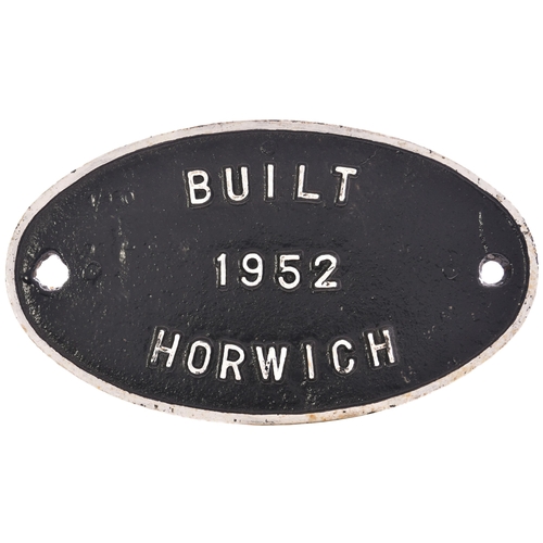 478 - A worksplate, BUILT 1952 HORWICH. Engines built by BR at Horwich in 1952 were Standard Class 4 2-6-0... 