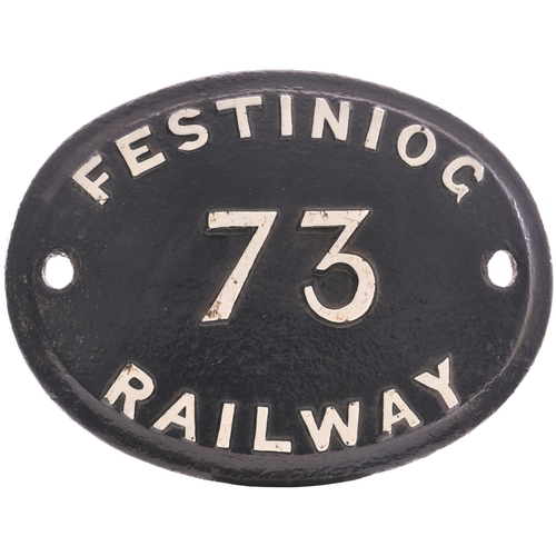 479 - A wagonplate, FESTINIOG RAILWAY, 73. Cast iron, 10