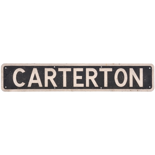 54 - A BR(W) signal box nameboard, CARTERTON, from the Oxford to Fairford branch. The station and box ope... 