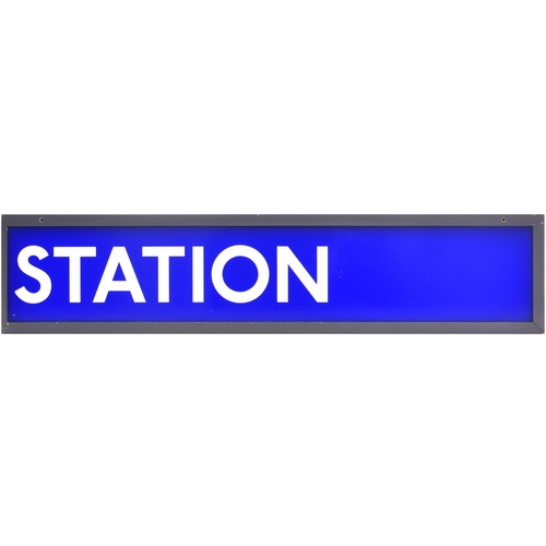 65 - An LT station entrance sign, WATERLOO UNDERGROUND STATION, an illuminated sign in its original alumi... 