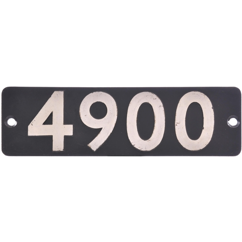 75 - A smokebox numberplate, 4900, from the GWR Hall Class 4-6-0 SAINT MARTIN, the first of the Class reb... 