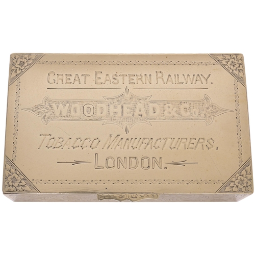 88 - A GER plated cigar box, GREAT EASTERN RAILWAY WOODHEAD & CO, TOBACCO MANUFACTURERS, LONDON, 5½