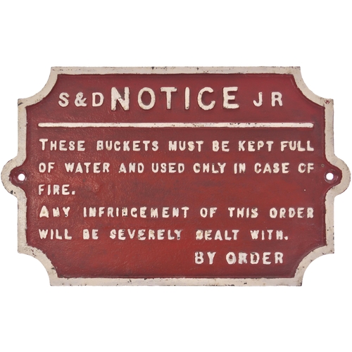 95 - A Somerset and Dorset Joint Railway fire buckets notice, cast iron, 15¾