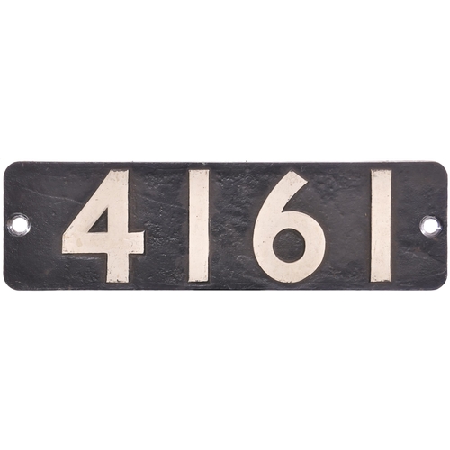 97 - A smokebox numberplate, 4161, from a (GWR) 5101 Class 2-6-2T built at Swindon in September 1948 and ... 